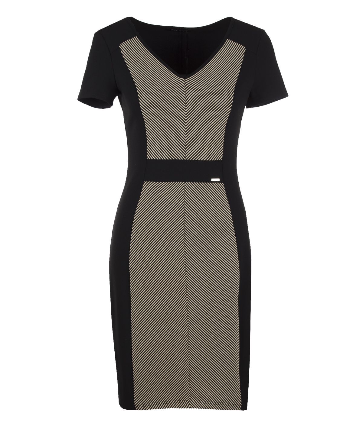Fitted short-sleeved dress with contrasting side edging 0